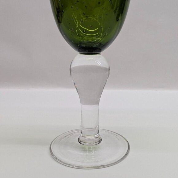 Artland Green Bubble Glass Wine Water Goblet With Clear Sturdy Base - Picture 4 of 11